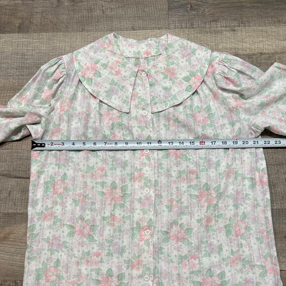Vintage Handmade Floral Top Large Edwardian Frock Cottagecore Ruffle Button Up - Picture 5 of 5